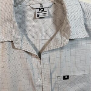 Salomon Mens XL Short Sleeve Button Down Shirt Performance Hiking